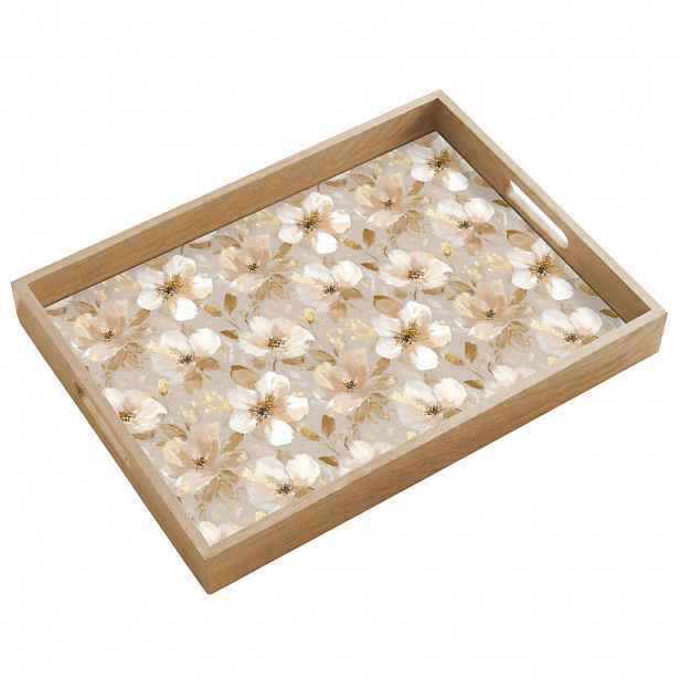OnlyWow SERVÍROVACÍ PODNOS Květiny - umělecké - zlaté 50x35 cm