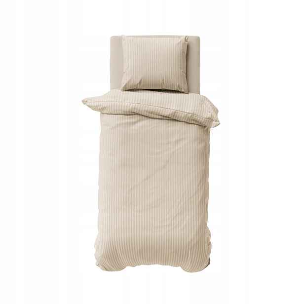 Povlečení damaškové 140x200 béžová, písková, jednobarevné, proužky 1 cm, barva Pure
