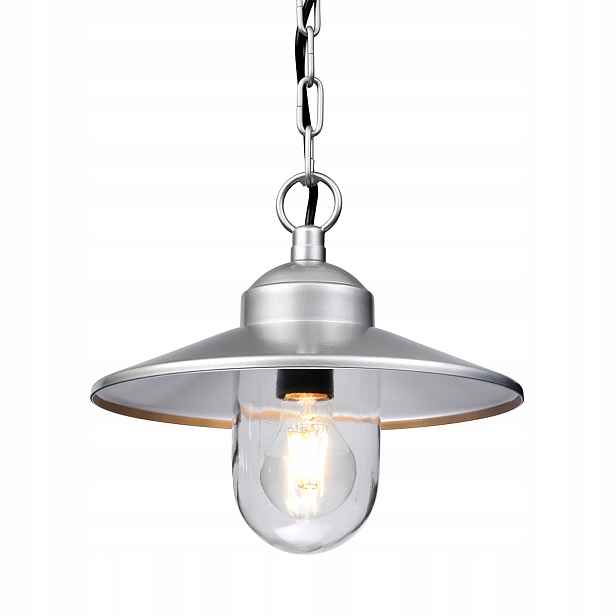 Venkovní závěsná terasová lampa stříbrná skandinávská na řetězu Elstead
