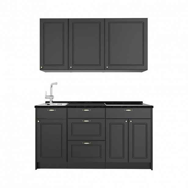 Vicco JEDNOTKOVÁ KUCHYNĚ Fame-Line, Anthrazit-Gold Landhaus/Antracit, 150 cm bez pracovní desky