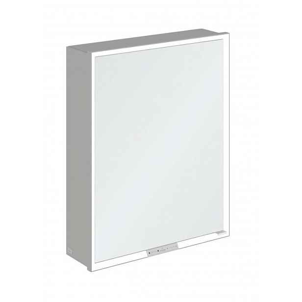 Villeroy & Boch My View+ - Zrcadlová skříňka s LED osvětlením 60x75x17 cm, 1 dvířka, panty vlevo, šedá A4816L00