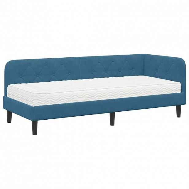 vidaXL Rohový rám postele Modrá 80 x 200 cm samet
