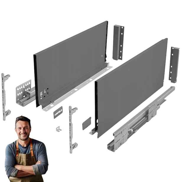 Šuplík Hafele Matrix Slim 400 mm H-199 35 kg 514.15.523 Tenkostěnná šedá