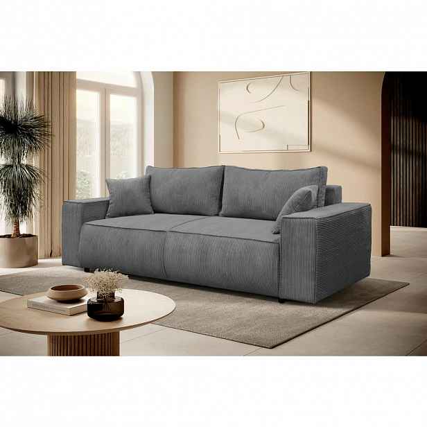 MID.YOU ROZKLÁDACÍ POHOVKA, textil, tmavě šedá
