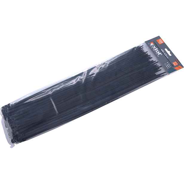 EXTOL PREMIUM Stahovací jednorázová páska 400 x 4,8mm, 100ks - černá 2998