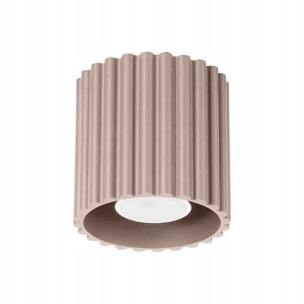Sollux Spot stropní rýhovaný kulatý taupe 10 cm 1xGU10 10W Aura