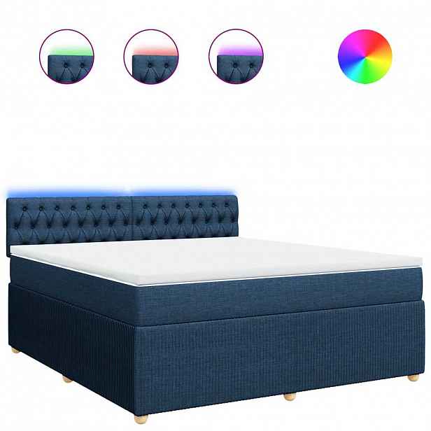vidaXL Box spring postel s matrací modrá 180x200 cm textil