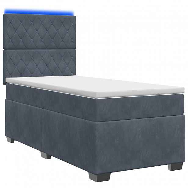 vidaXL Postel boxspring s matrací s čelo Tmavě šedá 100 x 200 cm Samet