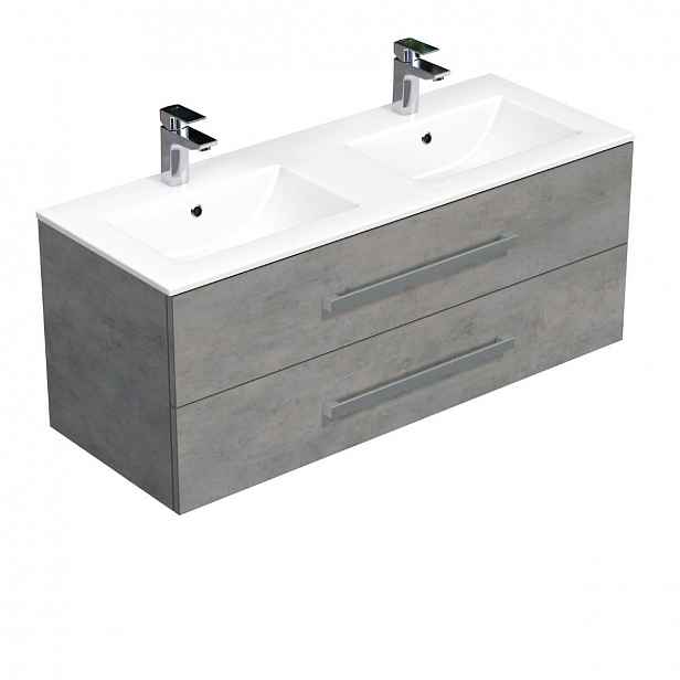 Koupelnová skříňka s umyvadlem Naturel Cube Way 120x53x46 cm beton mat CUBE461202BEMOD