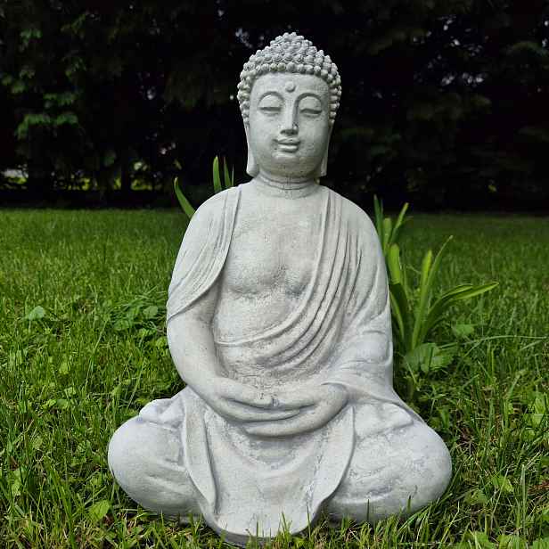 Betonová Figurka Velký Sedící Buddha Zahradní Dekorace Mnich 12 kg 38 cm
