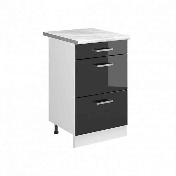 Vicco SPODNÍ SKŘÍŇKA KUCHYŇSKÉ LINKY R-Line, Antracitový vysoký lesk/Bílá, 50 cm pracovná doska Mramor