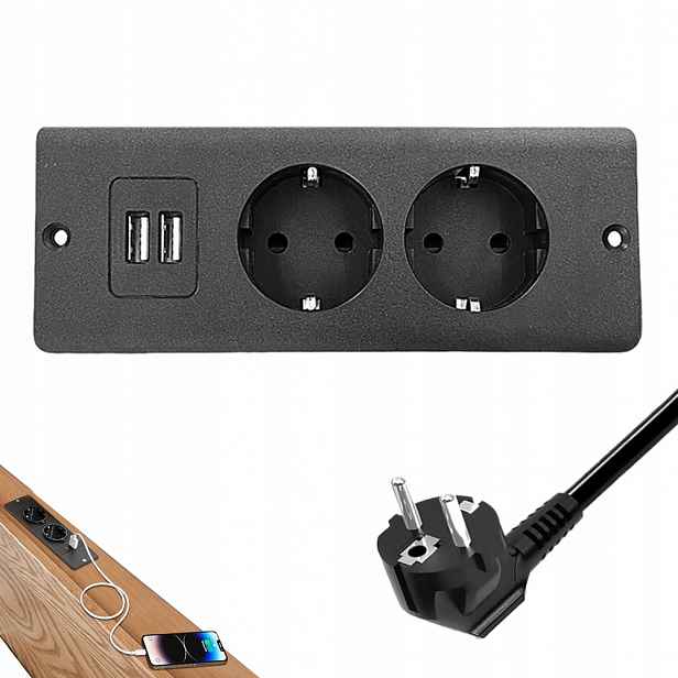 Zásuvková Lišta Se 3 Zásuvkami A Usb Usb-c Pro Stůl A Pracovní Desku 1.5M R11