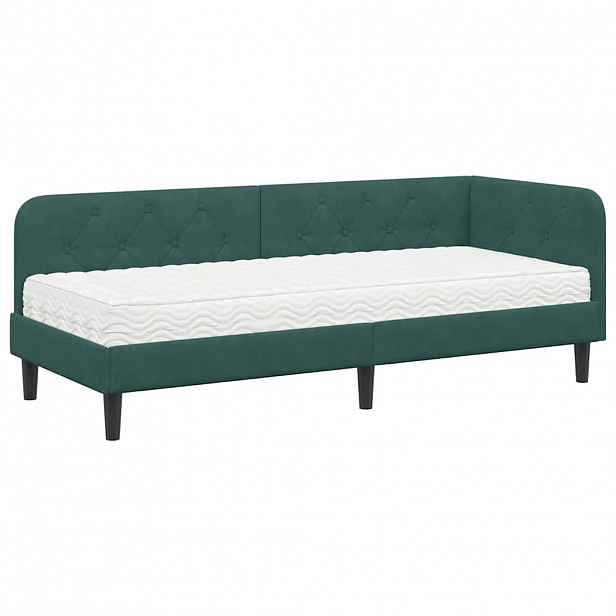 vidaXL Rohový rám postele Tmavě zelená 80 x 200 cm samet