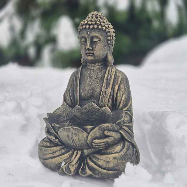 Figura Buddha Zlatá 30 cm Fabriq, Dekorace zenové zahrady, Betonová figurka