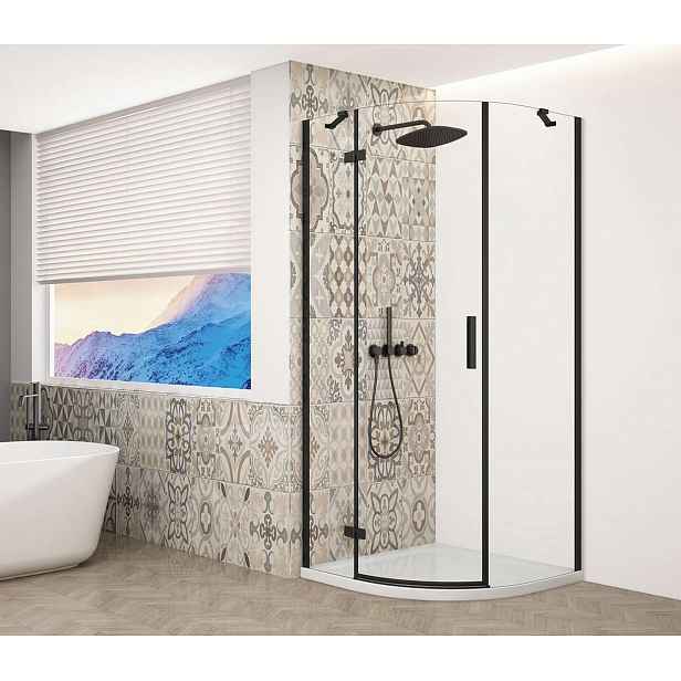 Gelco Trinity - Sprchový kout čtvrtkruhový 90x90 cm, levé, čiré sklo/černá GT6590CL-B