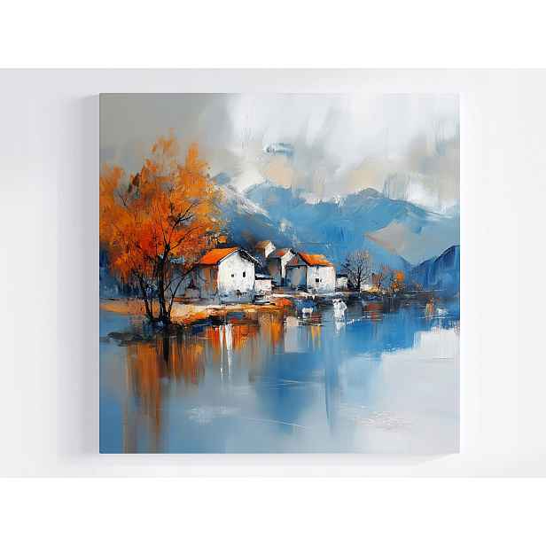 Obraz Na Plátně Canvas Krajina Hory Jezero Město Vesnice Podzim 50x50