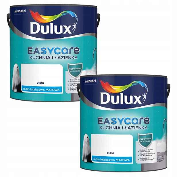 Set Dulux Easycare 2x2,5L Kuchyně A Koupelna Barva Matná Bílá 5L