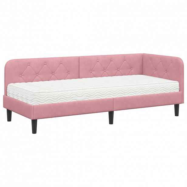 vidaXL Rohový rám postele Růžová 80 x 200 cm samet