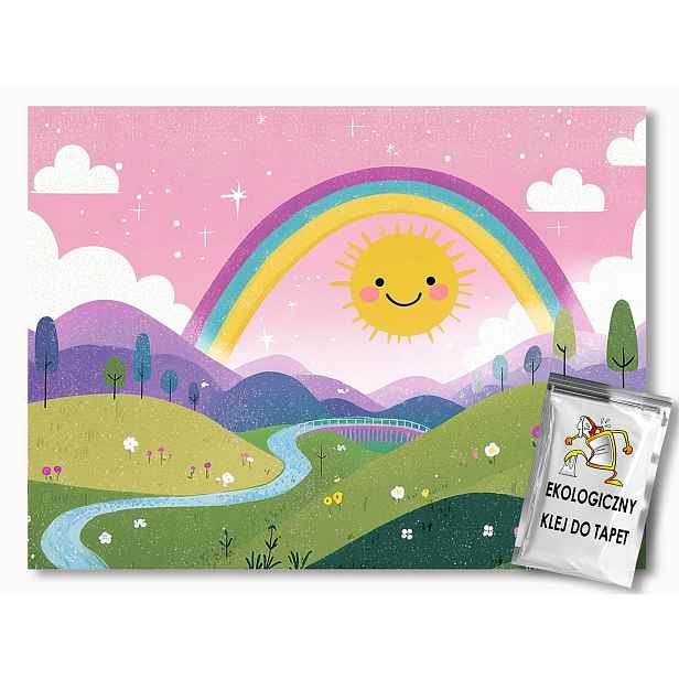Fototapeta Flizelina Děti Krajina Slunce Duha Hory Řeka 250x175 155g