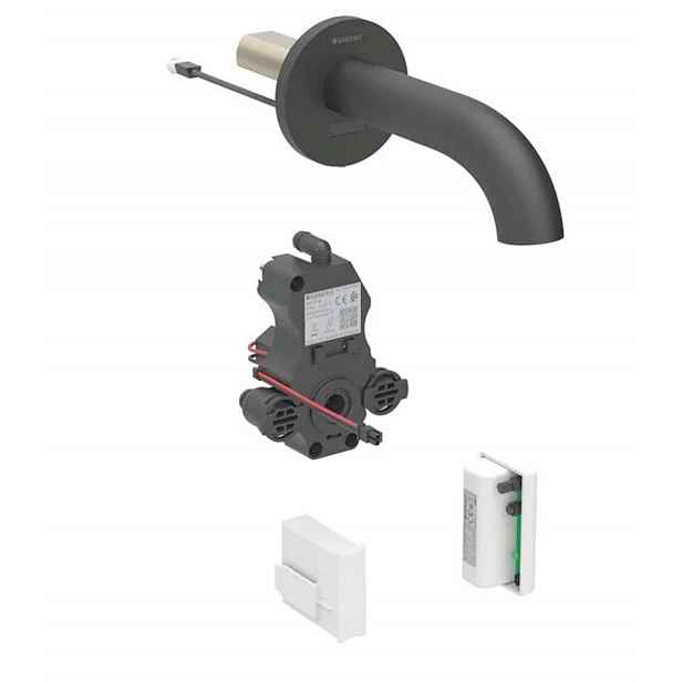 Geberit Piave - Elektronická umyvadlová baterie pod omítku, napájení z generátoru, easy to clean, matná černá 116.286.14.1
