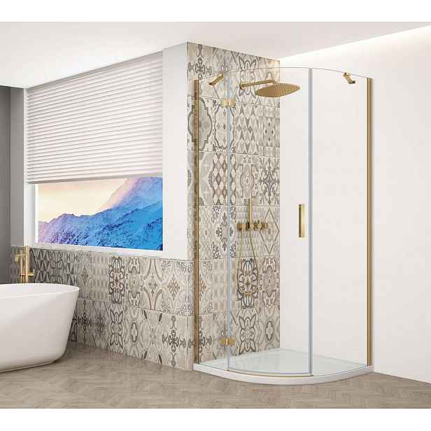 Gelco Trinity - Sprchový kout čtvrtkruhový 90x90 cm, levé, čiré sklo/zlatá GT6590CL-G