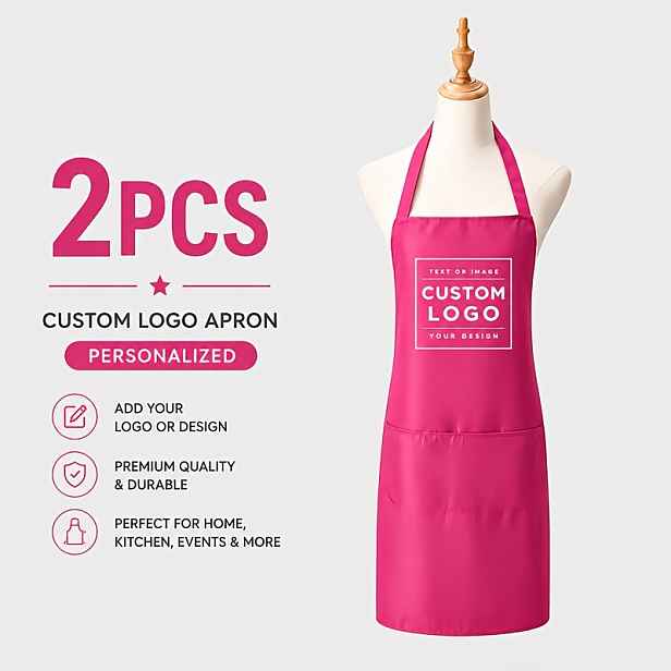 TEMU 2ks Zástěra z polyesteru s vlastním - Nastavitelná kuchařská BBQ zástěra, Vaše, vícekapesný design, odolná, dostupná v různých barvách, vhodná