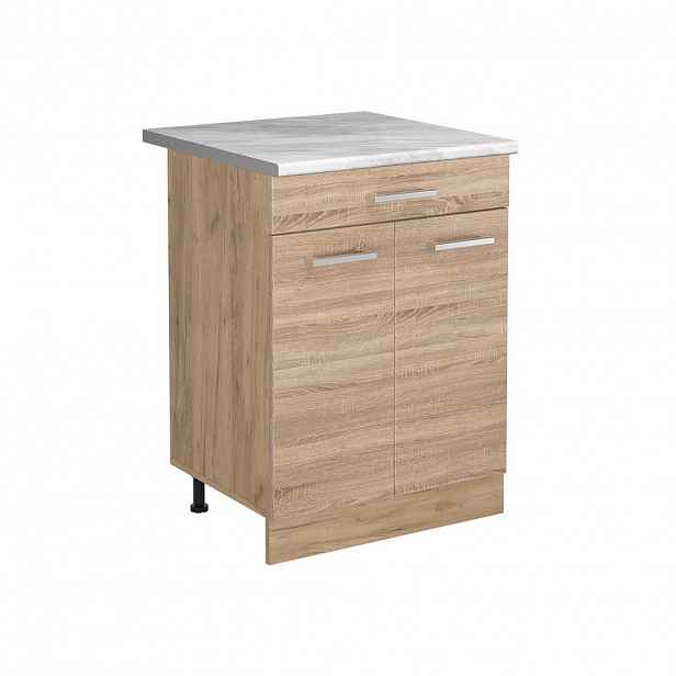 Vicco SPODNÍ SKŘÍŇKA KUCHYŇSKÉ LINKY R-Line, Sonoma/Zlatý mocný dub, 60 cm se zásuvkou pracovná doska Mramor