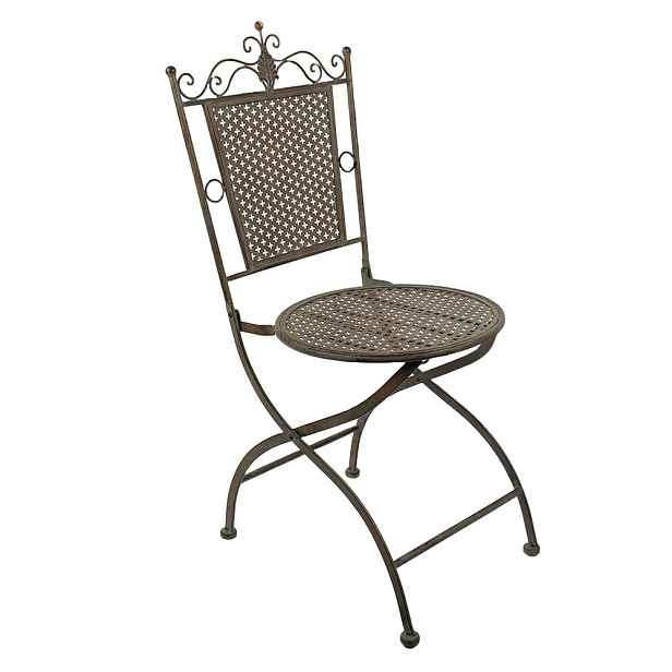 Zeleno-hnědá antik kovová bistro židle Zio - 43*45*96 cm Clayre & Eef