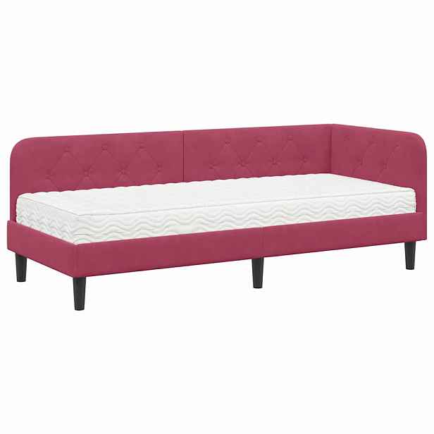 vidaXL Rohový rám postele Víno Červené 80 x 200 cm samet