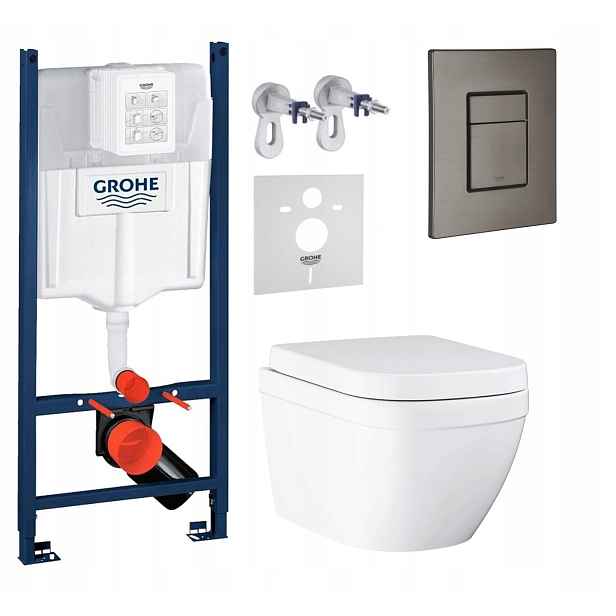 Podomítkový Wc set Stelaz s Wc mísou Grohe Euro Ceramic Tlačítko