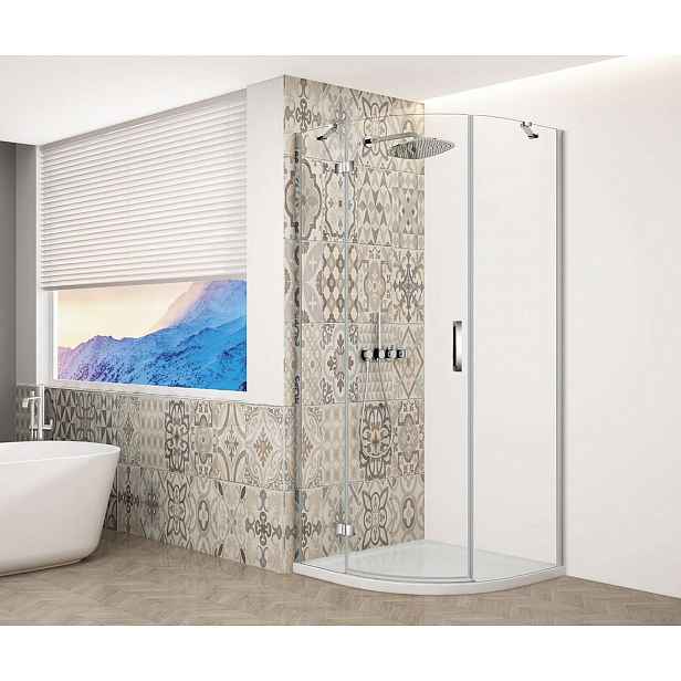 Gelco Trinity - Sprchový kout čtvrtkruhový 90x90 cm, levé, čiré sklo/chrom GT6590CL-CH