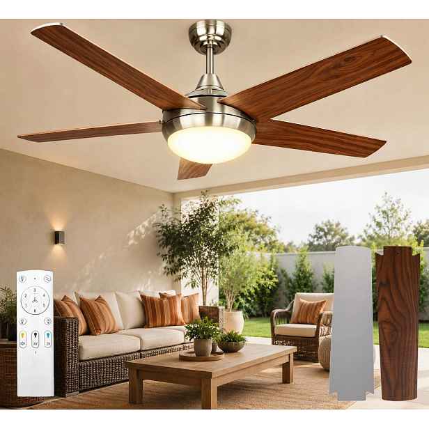 Stropní ventilátor DC 52" s Led dálkovým ovládáním 3000K-6500K 5 lopatek