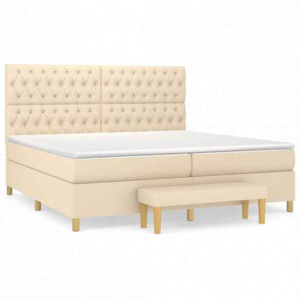 vidaXL Box spring postel s matrací krémová 200x200 cm textil