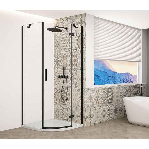 Gelco Trinity - Sprchový kout čtvrtkruhový 90x90 cm, pravé, čiré sklo/černá GT6590CR-B
