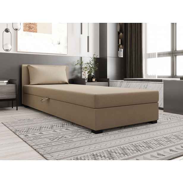 Jednolůžková postel 90x195 ZAJDA 1 s úložným prostorem - hnědá