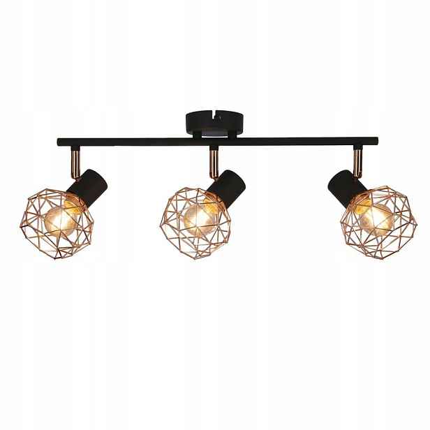 Stropní svítidlo Lišta Candellux Acrobat Trojitá Černá Měděná 3x E14