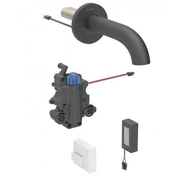 Geberit Piave - Termostatická elektronická umyvadlová baterie pod omítku, bateriové napájení, easy to clean, matná černá 116.288.14.1