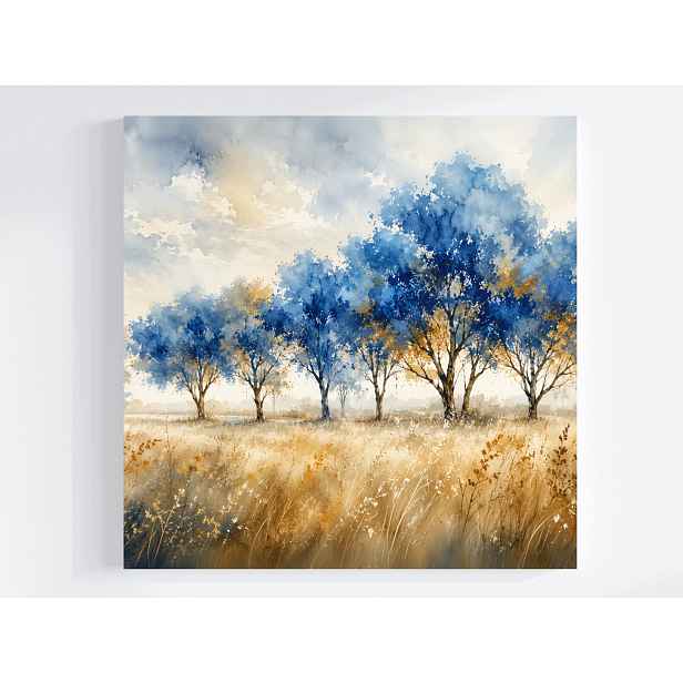Obraz Na Plátně Plátno Krajina Modré Stromy Louka Tráva Mraky 50x50