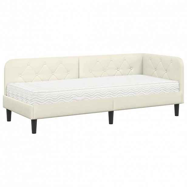 vidaXL Rohový rám postele Krémová 80 x 200 cm samet
