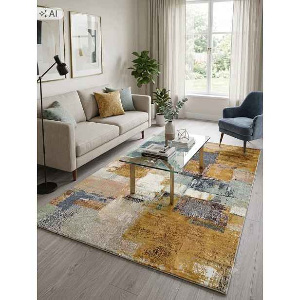 Koberec do obývacího pokoje 160 x 230 cm, vícebarevný, měkký vlas, plyšový