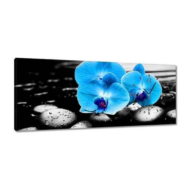 Hodiny 100x40 Modrý orchidej