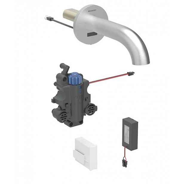 Geberit Piave - Termostatická elektronická umyvadlová baterie pod omítku, bateriové napájení, easy to clean, kartáčovaná nerez 116.288.SN.1