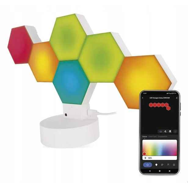 GoSmart Led stolní lampa Hexagon bílá, 6 dílů, Rgbic stmívatelná, WiFi