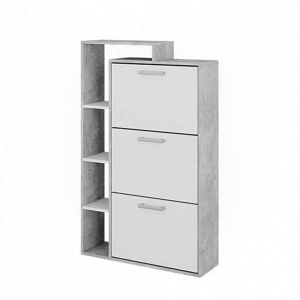 Vicco VÝKLOPNÍK NA BOTY Orlando Bílá/beton 80 x 128.3 cm se 3 přihrádkami