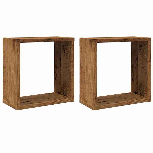 vidaXL Nástěnné police kostky 2 ks old wood 30 x 15 x 30 cm kompozit