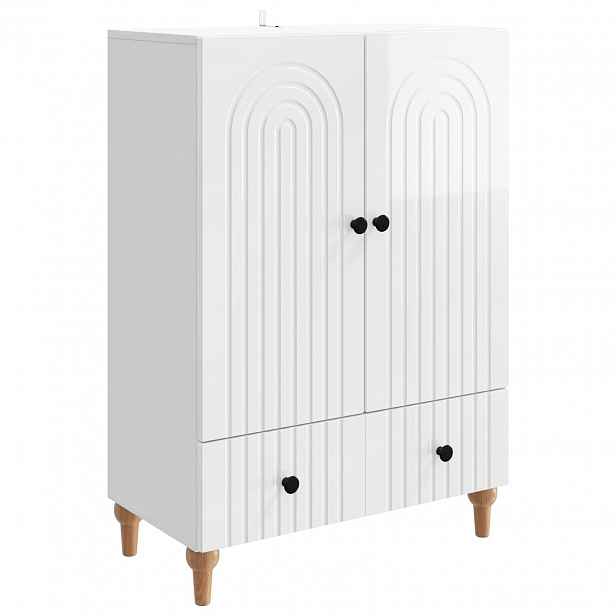 vidaXL Servírovací skříň Bílá s vysokým leskem 66 x 34,5 x 95 cm
