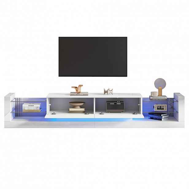 FLIEKS KOMODA POD TELEVIZI 181 cm LED Bílá Sklo 70 79 Zoll