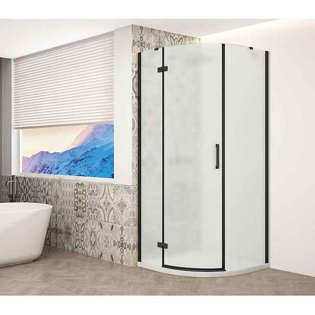 Gelco Trinity - Sprchový kout čtvrtkruhový 90x90 cm, levé, matné sklo/černá GT6590ML-B