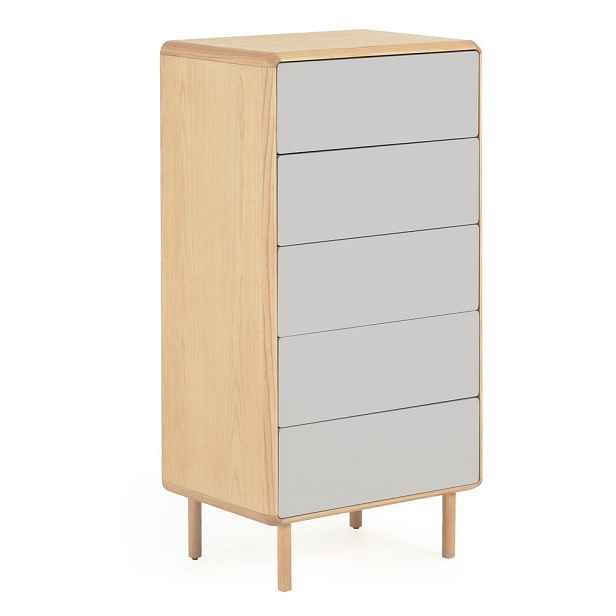 Šedá/v přírodní barvě komoda v dekoru jasanu 60x117x42 cm Anielle – Kave Home