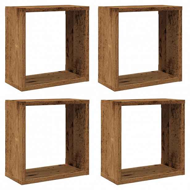 vidaXL Nástěnné police kostky 4 ks old wood 30 x 15 x 30 cm kompozit